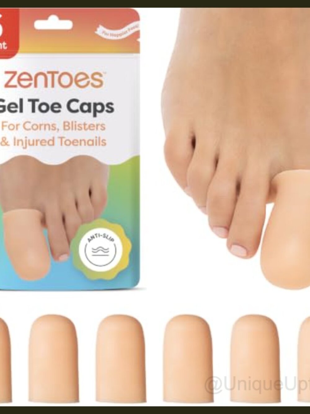 Gel Toe Caps Silicone Toe Protectors 6-Pack Large Cushioned Reusable